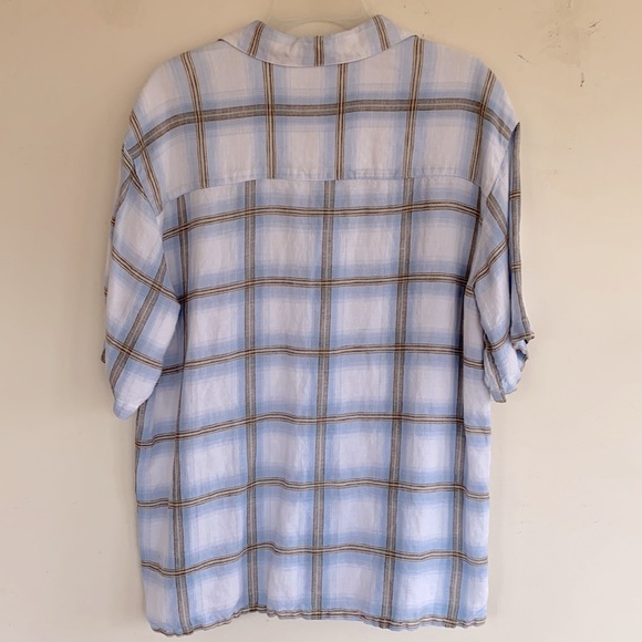 Islander Men Linen (65%) Collared Hawaiian Style Large Check Shirt - Picture 3 of 4